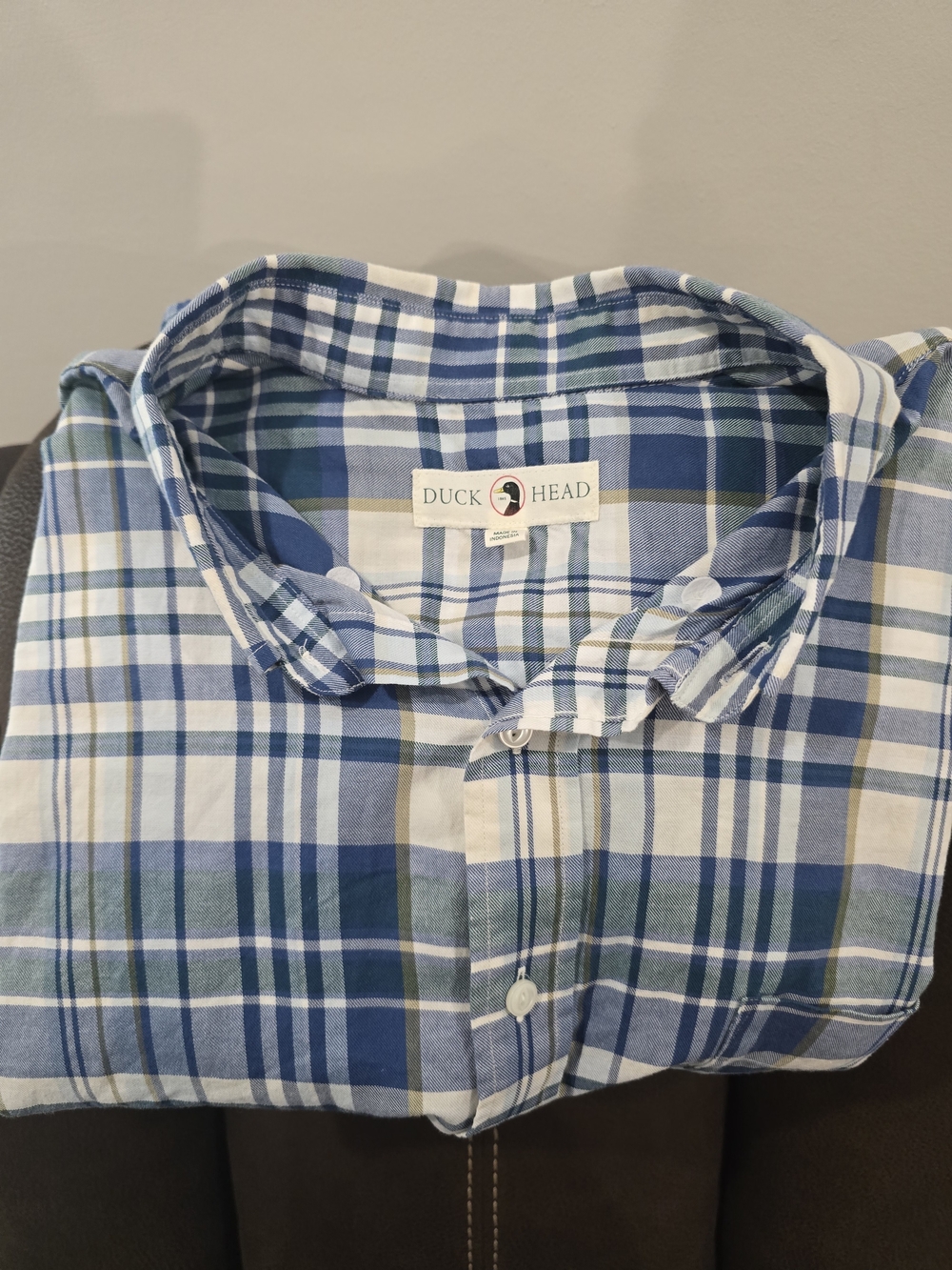 Duck Head Men's Blue Plaid Button-Down Shirt